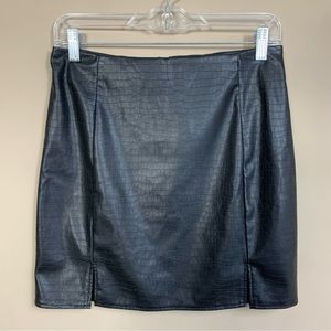 Missguided Black Faux Leather Alligator Pattern Mini Skirt